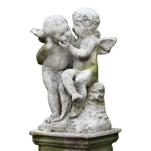 Loving Winged Cherubs Outdoor Statue (21-Inch)