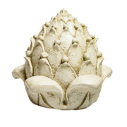 Artichoke-shaped sculpture with ornate, old world European detailing and classical, Renaissance-inspired design elements. Different Angle