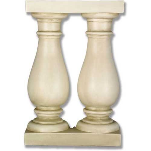 Pair of classical balusters with ornate, old world European design and symmetrical Renaissance-inspired detailing.