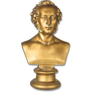 Classical old world European bust with ornate detailing and Baroque-inspired features on a pedestal base.