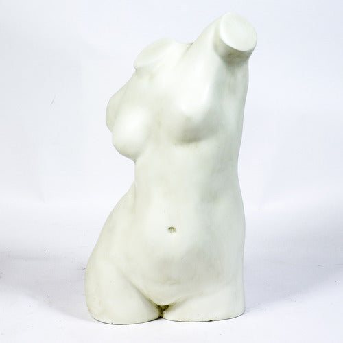 Classical Greek-inspired female torso sculpture with smooth, minimalist lines and an elegant, timeless silhouette. Side Angle