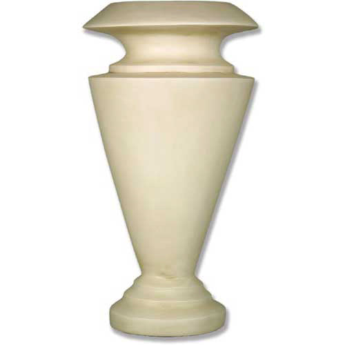 Classical Greek-style urn with a flared rim, tapered body, and ornate pedestal base, evoking old world European elegance.
