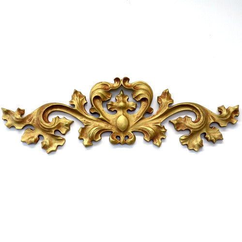 Ornate Baroque-style decorative applique with symmetrical scrollwork and classical old world European leaf motifs. Side View