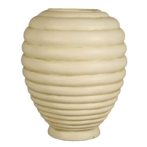 Ornate old world European vase with rounded, ribbed design and classical beehive-inspired silhouette.