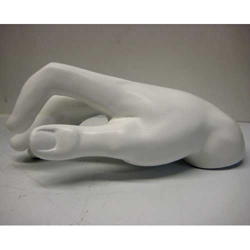 Sculpted hand in a classical Renaissance style, gracefully posed with gently curved fingers and smooth, ornate detailing. Side View