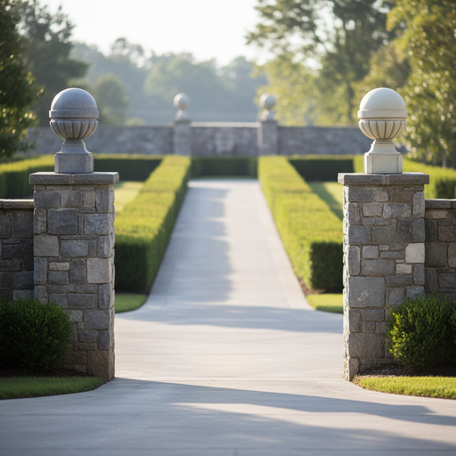 Ornate old world European finials with classical fluted bases and spherical tops in varying sizes, featuring architectural detailing. Side Angle