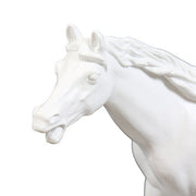 Horse head sculpture with flowing mane, classical European style, detailed features, evokes Renaissance and Baroque artistry. Side View