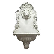 Ornate wall fountain with lion head motif, classical Baroque detailing, and intricate old world European scrollwork accents.