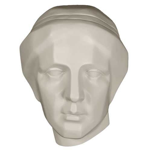 Classical Greek-inspired sculpted head with stylized, angular features and a serene, minimalist expression. Side Angle