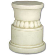 Classical pedestal with rounded top, ornate egg-and-dart detailing, and old world European architectural style.