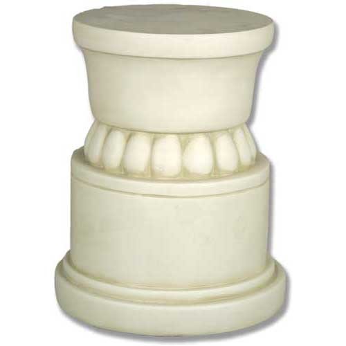 Classical pedestal with rounded top, ornate egg-and-dart detailing, and old world European architectural style.