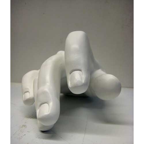 Sculpted hand in a classical Renaissance style, gracefully posed with gently curved fingers and smooth, ornate detailing. Different Angle