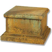 Ornate classical pedestal base with weathered old world European design and stepped architectural detailing.