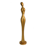 Abstract female figure sculpture with elongated form, smooth contours, and minimalist, old world European-inspired design. Side View