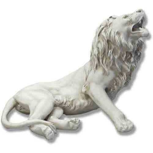 Majestic lion sculpture in a classical old world European style, featuring ornate detailing and a regal, lifelike pose.