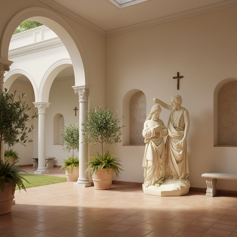 John Baptizing Christ Religious Statue (21-Inch)