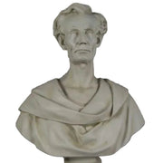 Classical bust sculpture with old world European style, featuring detailed drapery and a dignified, lifelike expression. Side View