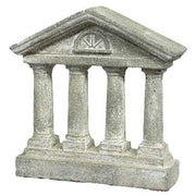 Classical Greek miniature temple with four columns, ornate pediment, and old world European architectural details.