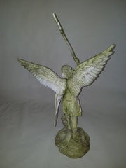 Lifesize St. Michael W/Sword Fire 38 Outdoor/Indoor Statue - Bella Statues