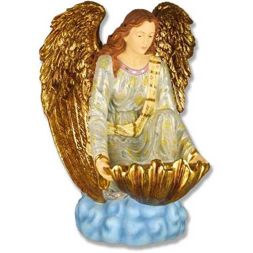 Kneeling Angel With Bowl Outdoor Statue (34 - Inch) - Bella Statues