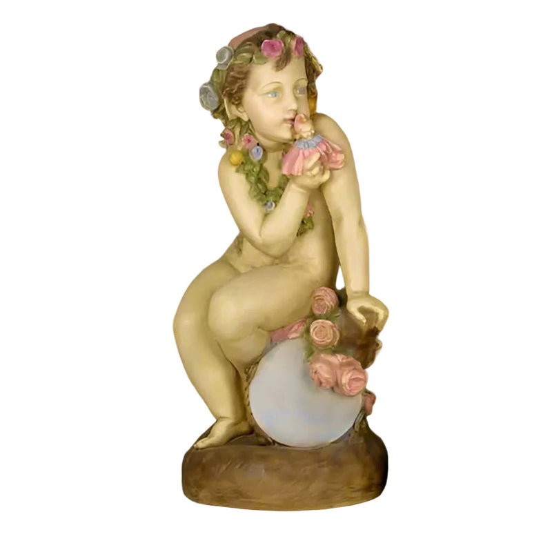 Floral Cherub With Garland Garden Statue (34-Inch)