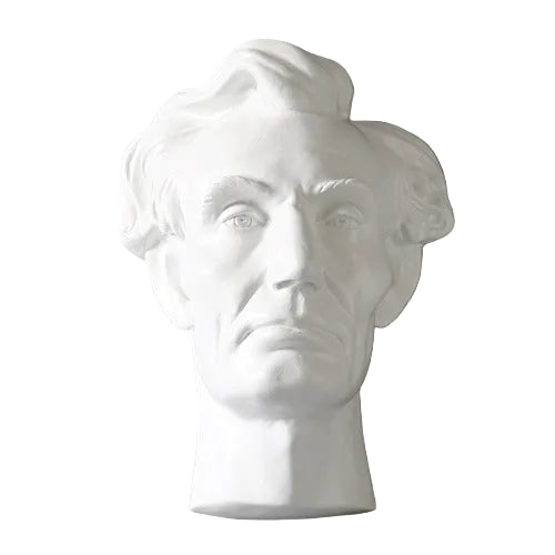 Classical bust sculpture with detailed facial features and stylized hair, inspired by Renaissance and old world European artistry Side View