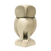 Owl sculpture with simplified, classical lines and subtle old world European influence, featuring stylized, rounded features. Different Angle