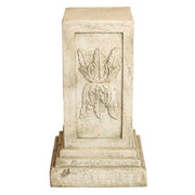 Classical Greek bust of a bearded warrior in a helmet on an ornate pedestal with carved acanthus leaf details. Different Angle