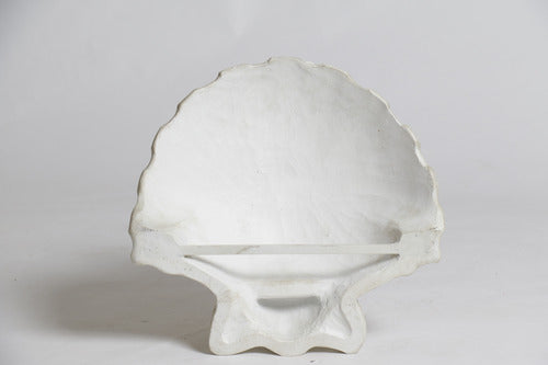 Scallop shell with ornate, old world European detailing and classical ribbed design, evoking Renaissance and Baroque elegance. Different Angle
