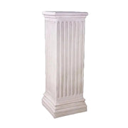 Classical Greek pedestal with fluted column design and ornate stepped base, evoking old world European architectural style.