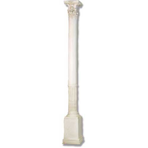 Corinthian column with ornate acanthus leaf capital, fluted shaft, and classical old world European architectural detailing