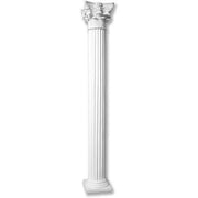 Corinthian column with fluted shaft and ornate acanthus leaf capital in classical Greek architectural style.