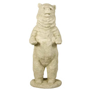 Standing bear statue with classical old world European style, featuring ornate fur detailing and a whimsical, upright posture.