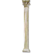 Corinthian column with ornate acanthus leaf capital, fluted shaft, and classical old world European architectural detailing.