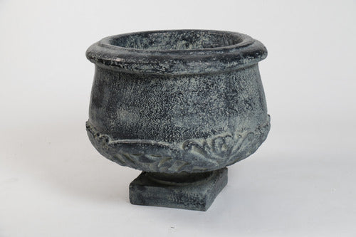 Ornate Round Pot Outdoor Statue (20-Inch)
