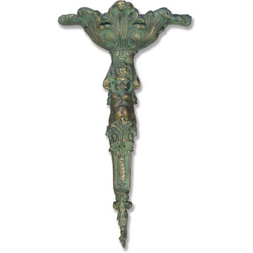 Ornate Baroque wall sconce with classical cherub figure, intricate scrollwork, and old world European detailing.