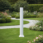 Fluted classical column with a simple capital and base, featuring Greek and Renaissance architectural style and old world European design. Side Angle
