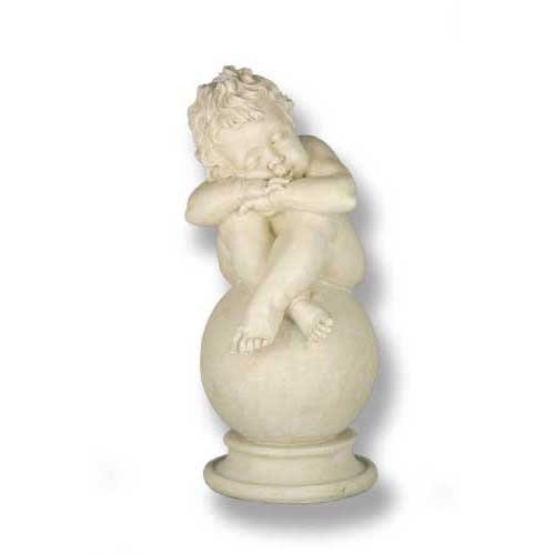 Sleeping Cherub on Sphere Outdoor Statue (17 - Inch) - Bella Statues