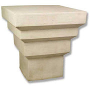 Square pedestal with stepped, geometric tiers in a classical architectural style, evoking old world European design elements.