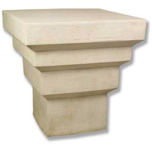 Square pedestal with stepped, geometric tiers in a classical architectural style, evoking old world European design elements.