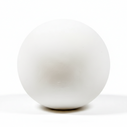 Sculpted sphere with smooth, minimalist surface, inspired by classical and old world European geometric forms. Side View