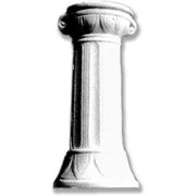 Classical pedestal column with fluted shaft, ornate leaf detailing, and old world European architectural style.