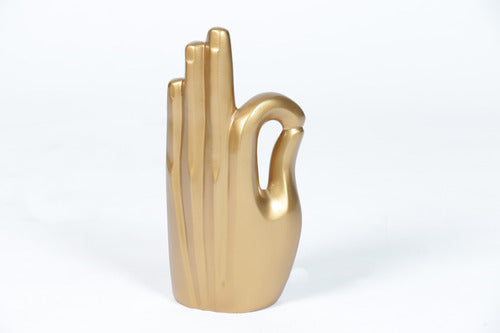 Sculpted hand in a classical pose with three fingers raised, featuring smooth, ornate lines and old world European style. Side Angle