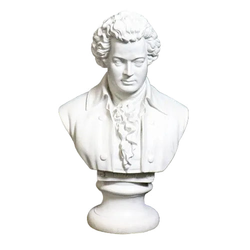 Classical European bust with ornate ruffled shirt and curled hair, inspired by Renaissance and Baroque sculptural styles. Side View