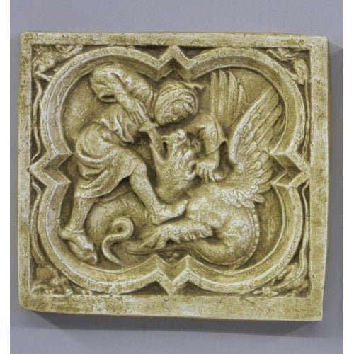 Saint George Quatrefoil Plaque Outdoor/Indoor Statue - Bella Statues