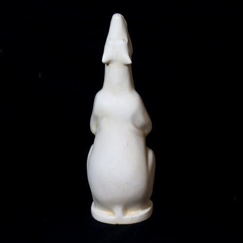 Howling wolf statue with smooth, classical lines and subtle old world European sculptural details Different Angle