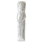 Cherub statue with classical Baroque detailing, ornate floral accents, and Renaissance-inspired column pedestal. Different Angle