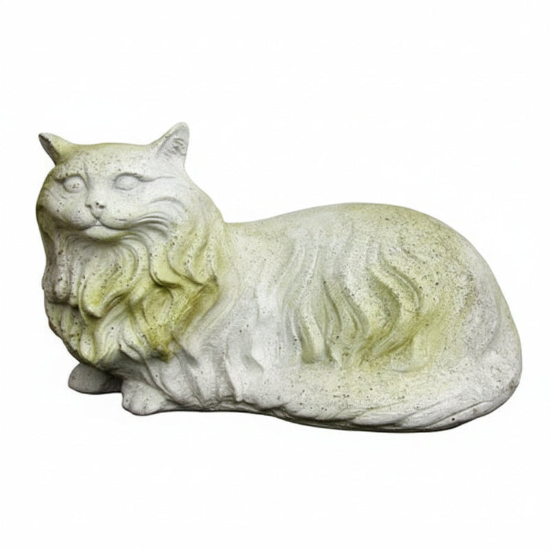 Fluffy Cat Garden Statue (9.5-Inch)
