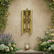 Gothic-style ornate panel with pointed arches, quatrefoil cutouts, and intricate classical detailing reminiscent of medieval architecture. Side Angle