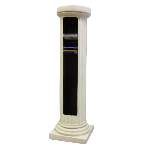 Classical Greek-inspired pedestal column with fluted detailing and a recessed display compartment on one side.